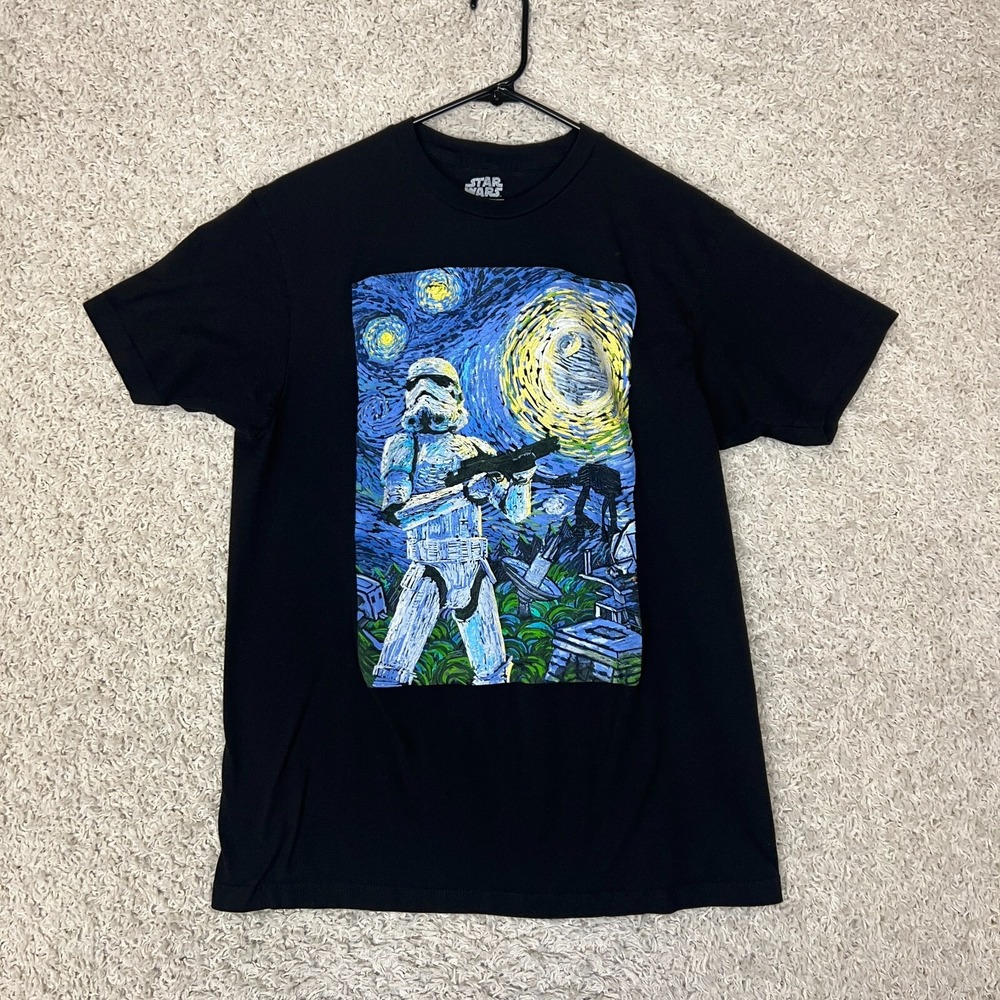 Star Wars Tee T Shirt Stormtrooper Intrudes on a Starry Night Mens Large Black